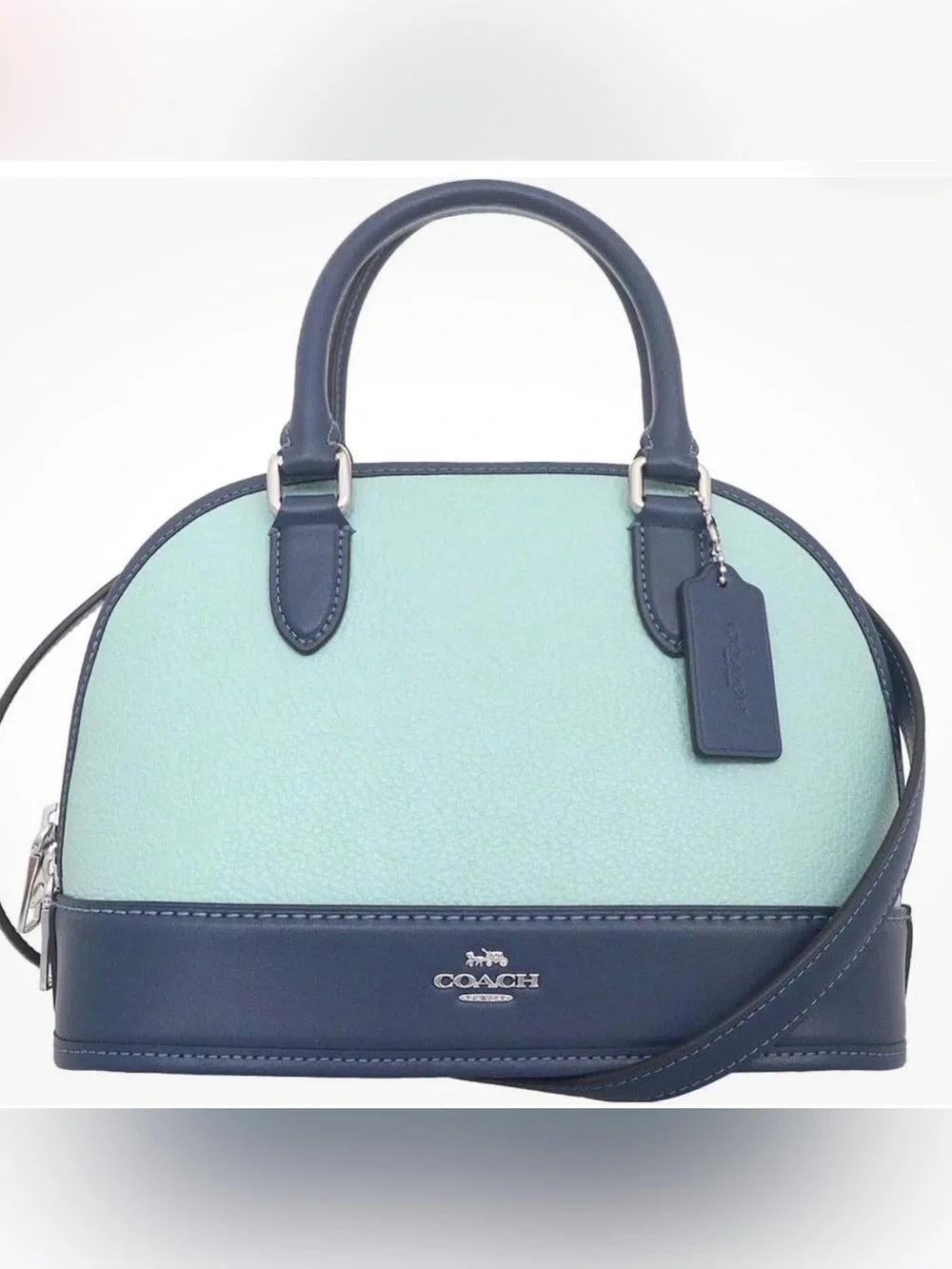 NWT COACH Sabrina Satchel Bag in Colorblock light blue / deep blue